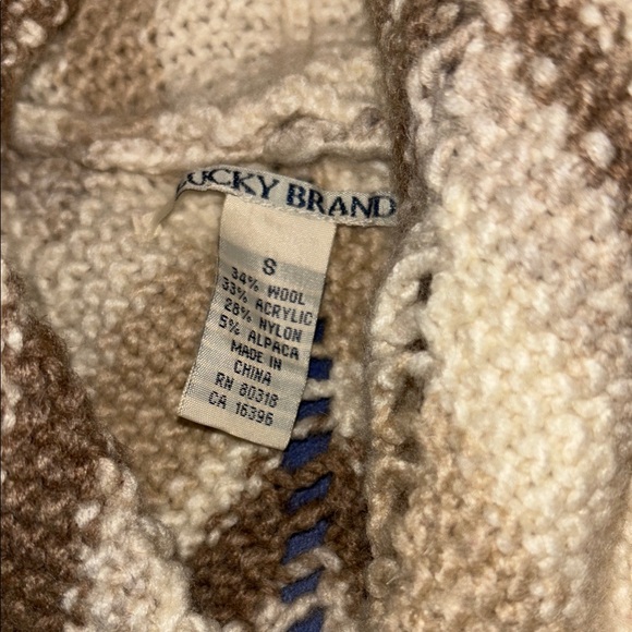 Lucky Brand Cream and Brown Chevron Cardigan - Picture 2 of 8